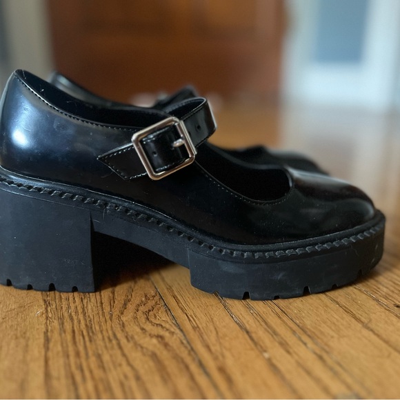 Madden Girl Shiny Black Platform Loafers - Picture 5 of 8